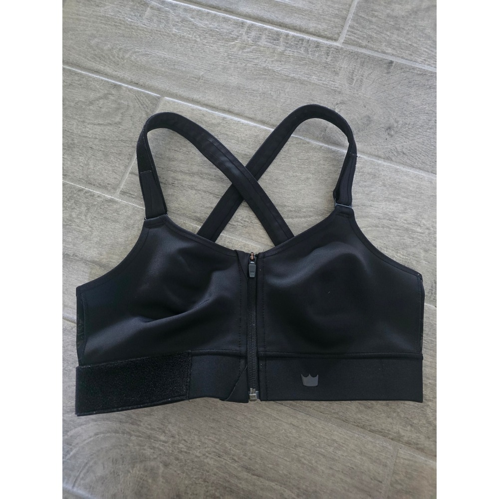 SHEFIT Ultimate High Impact Sports Bra Black Front Zip Adjustable Size Luxe